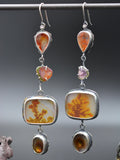 Inferno Statement Earrings Dendritic Agate + Fire Agate