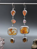 Inferno Statement Earrings Dendritic Agate + Fire Agate