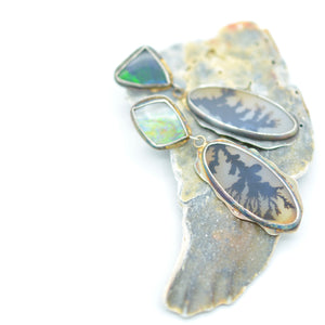 Opal & Dendritic Agate Earrings